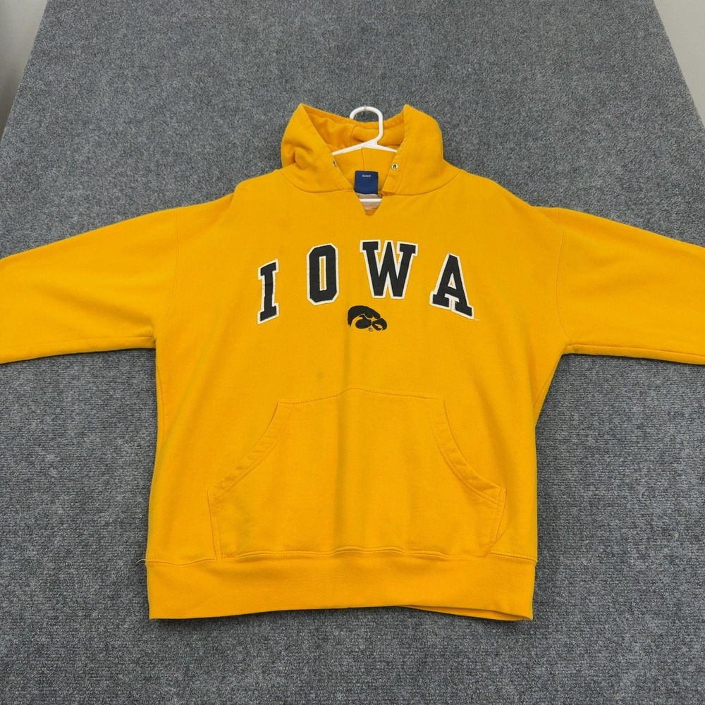 Iowa Hawkeyes Old Varsity Brand Hoodie Mens XL Yellow V-Notch Neck Gameday Style